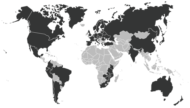 Map highlighting countries with Open Wing Alliance member organizations